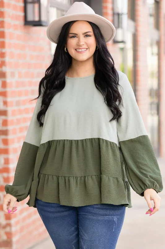 Bright Colors Whispers Of Joy Top, Sage