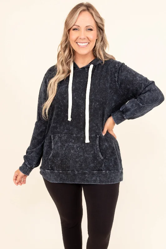Classic Design Won't Stop Dreaming Hoodie, Blue Grey Mineral Wash